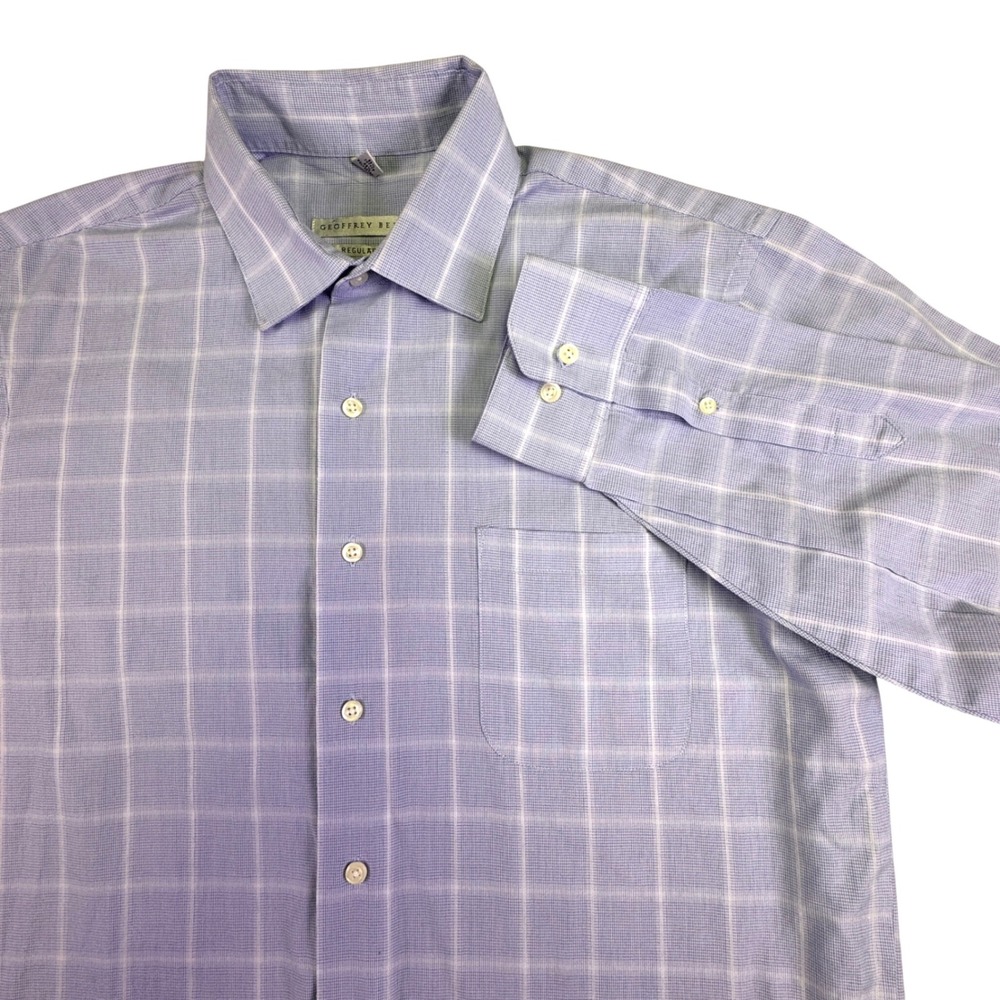 Geoffrey Beene Button Down Shirt Men's L Regular Fit Dress Shirt 16 34/35 Purple